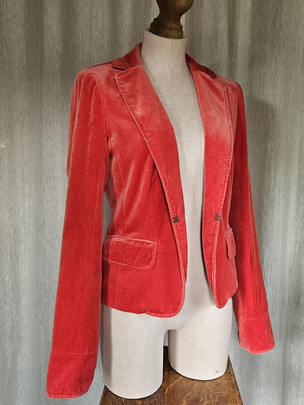 90s J.Crew Hot Pink Cotton Velvet Blazer Jacket Size 6